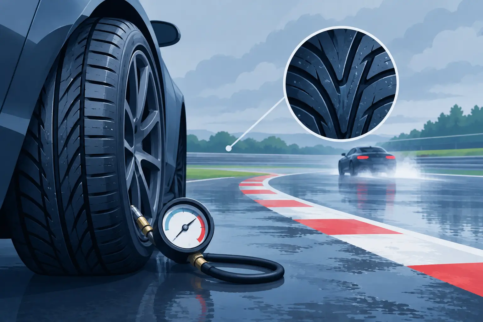 Régler ses pneus pluie sur piste : pression et grip